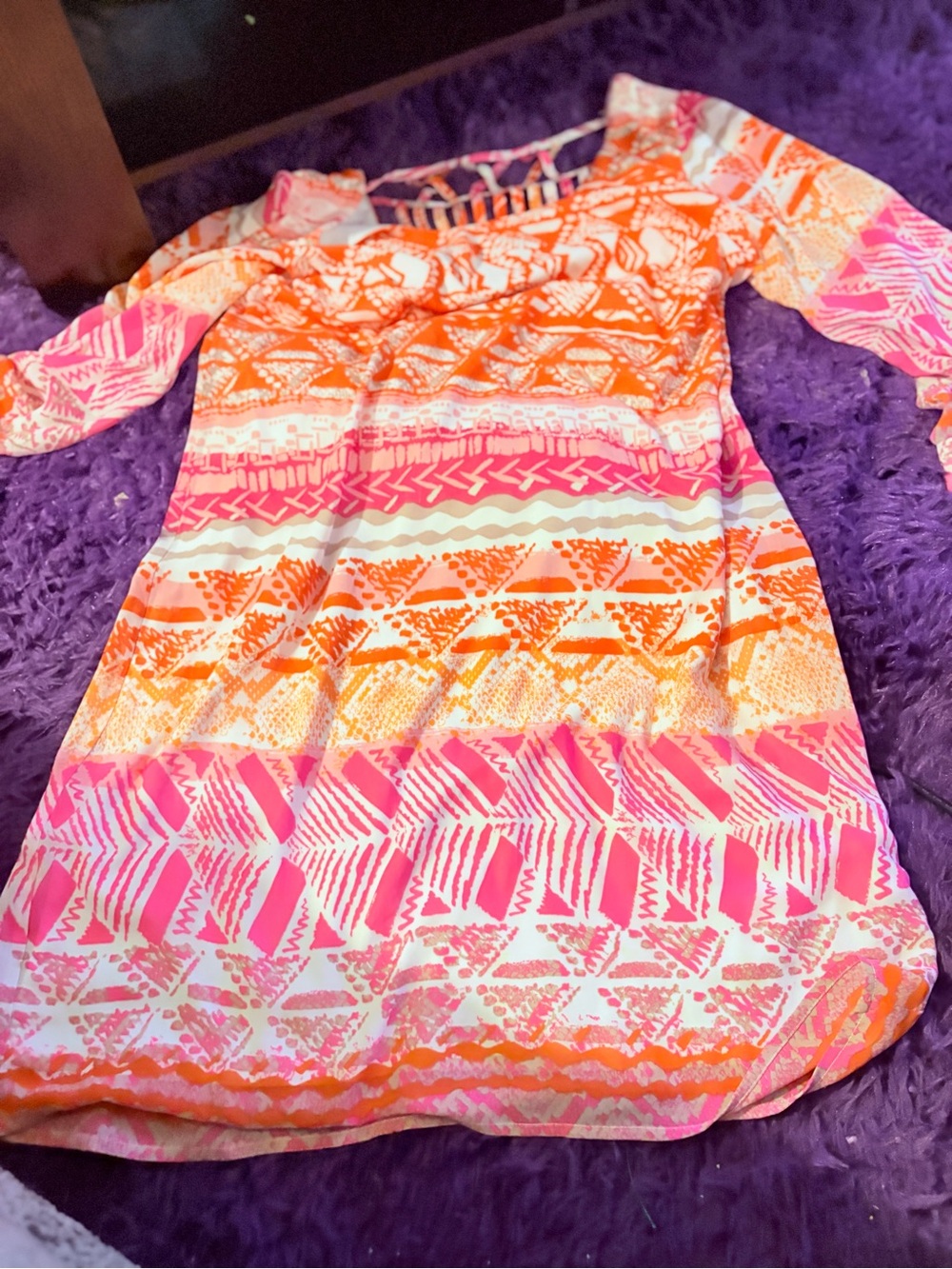 Wonens Pink & Orange Patterned Dress